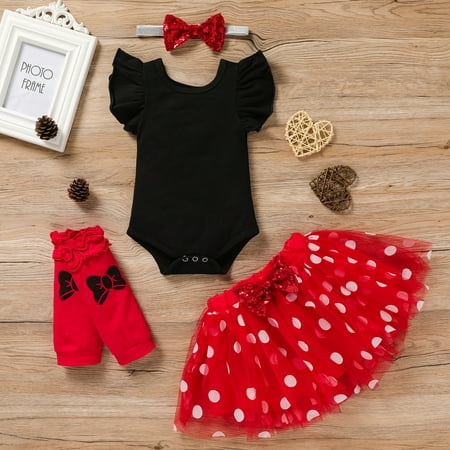 

Newborn Baby Girls Coming Home Outfit Princess Romper + Tutu Skirt + Headband Shiny Clothes Set for Photo Shoot