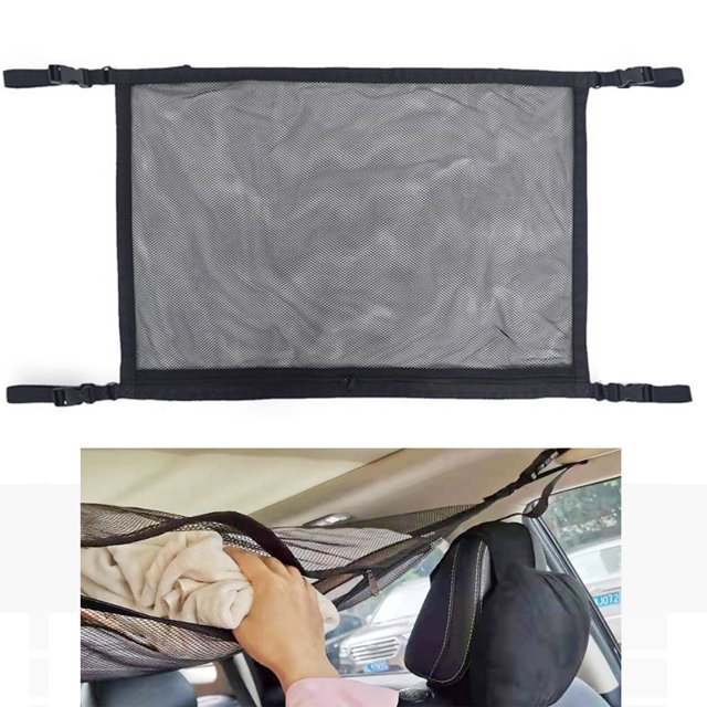Bolsa de almacenamiento para automóvil, carrito de equipaje suspendido ajustable, bolsa de red de almacenamiento para techo interior, bolsa de red de almacenamiento para suministros de automóvil