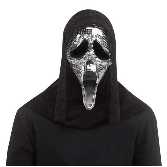 Fun World Ghost Face Disco Mirror Mask Costume Accessory, Silver