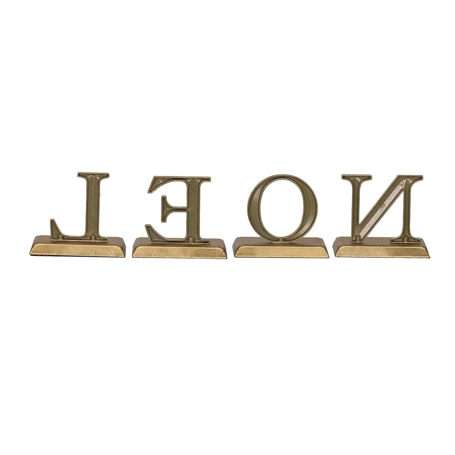 FRAÎCHE Holiday Gold Metal Noel Stocking Holder Set, 4 pack