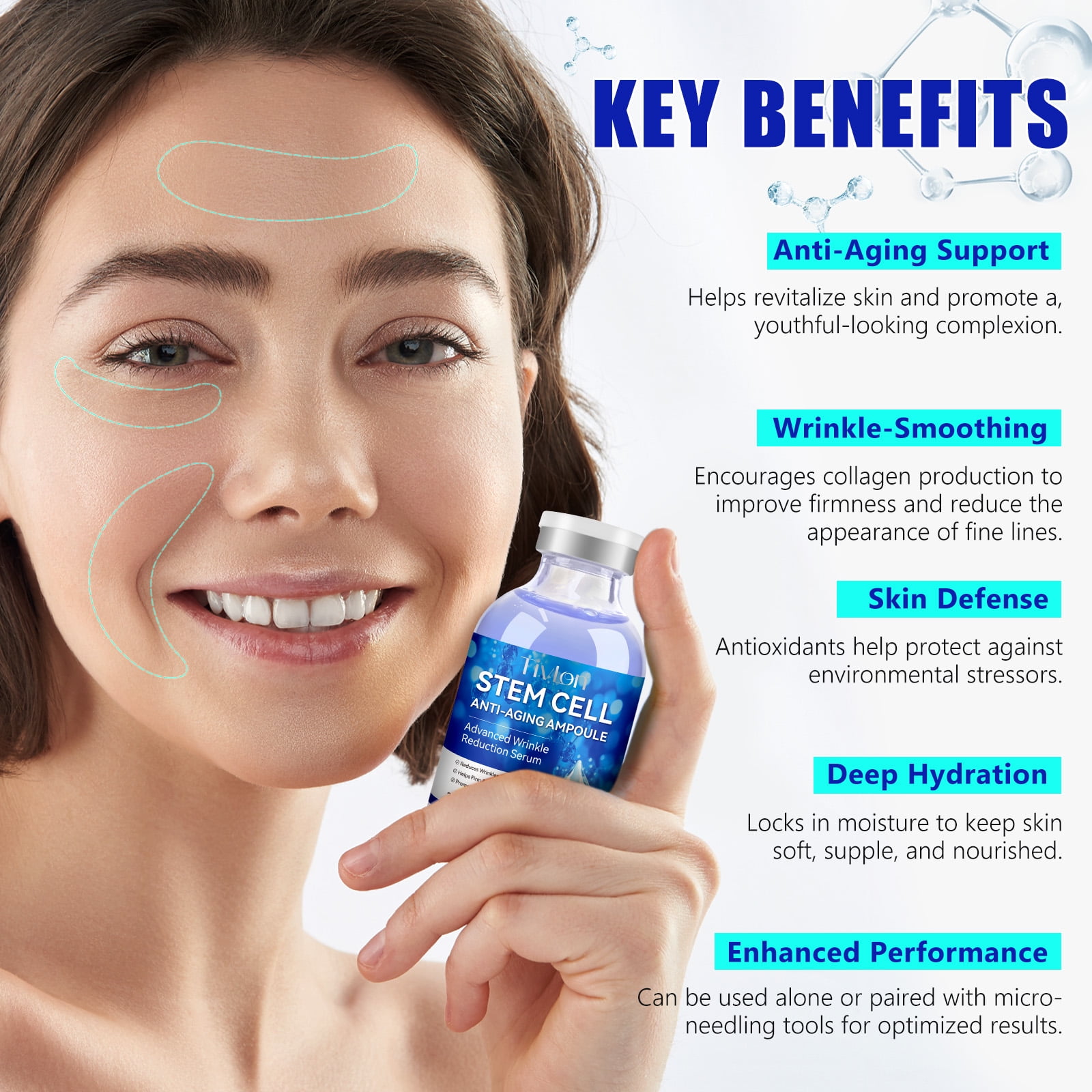新品LATINOU Stem Serum & Facial Essence Stem Cell Anti-Aging Ampoule Serum, 2-Pack Hydrating Facial