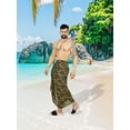 thumbnail image 2 of LA LEELA Men's Swimwear Beach Summer Pareo Long Sarong Wrap One Size Brown, Leaves Vacation Holiday Aloha, 2 of 4