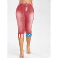 thumbnail image 4 of Más el tamaño de la bandera americana Imprimir recortada Jeggings 3D Rosegal Leggings de talla grande, 4 of 5