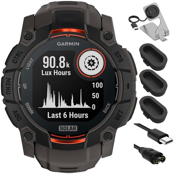 Reloj inteligente GPS Garmin Instinct 3 Solar negro con correa de color carbón