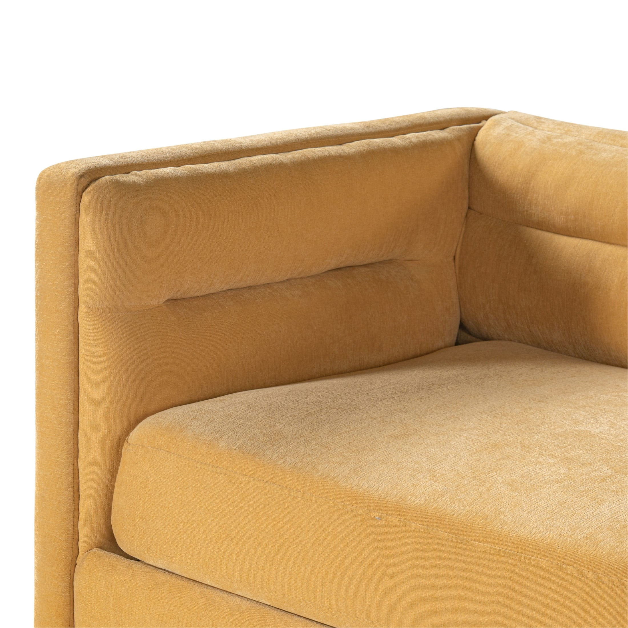 Christopher Knight Home 77.2" Modern Chenille Sofa Couch with Square Arms, 3 Seats, Wood Legs, Yellow
