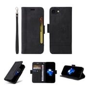 Mantto Case Fit for iPhone SE 2022 / iPhone SE 2020 / iPhone 8 / iPhone 7 (4.7 inch),Premium PU Leather Magnetic Flip Stand Shockproof Drop Protective Card Slots Holder Wallet Phone Case,Black