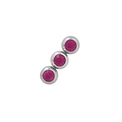 Jeweled Replacement - Replacement 3 Jeweled Threaded Bead Surgical Steel