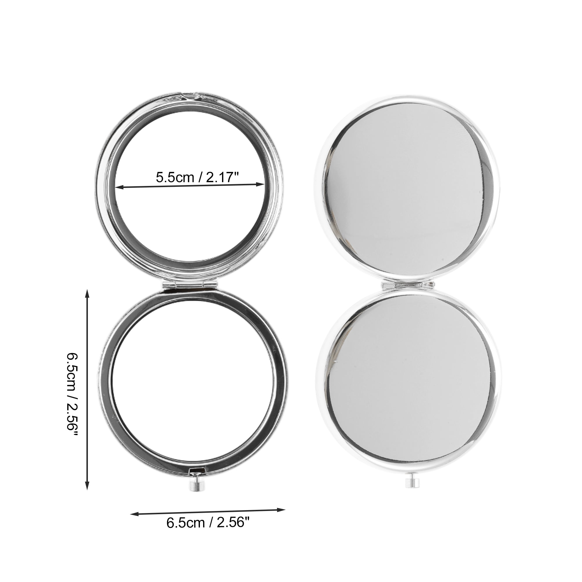 Unique Bargains 1 Pc Women Simple Circle Makeup Mirror for Travel Vacation Silver Tone