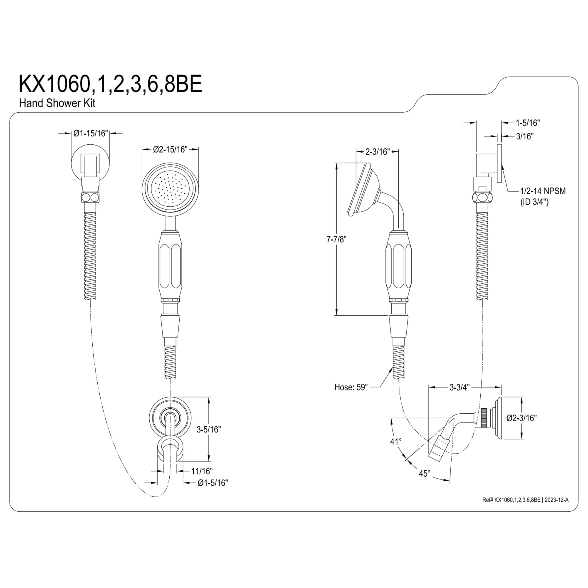Kingston Brass KX1068BE Victorian Hand Shower Kit, Brushed Nickel