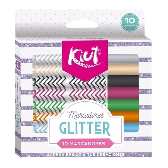 Marcadores Norma Kiut glitter 10 pzas