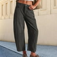 thumbnail image 6 of Trendy Women's Corduroy Jeans Cropped Wide Leg Mid-Rise Elastic Waist Fall Pants, 6 of 9