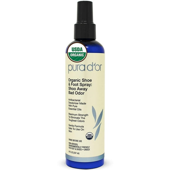 PURA D'OR Organic Shoe and Foot Spray: Shoo Away Bad Odor 8 Fl Oz