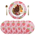 thumbnail image 5 of Ryvnso Strawberry and Heart Round Plate Mats Dining Table Placemat Set of 4 for Holiday Decoration, 5 of 7