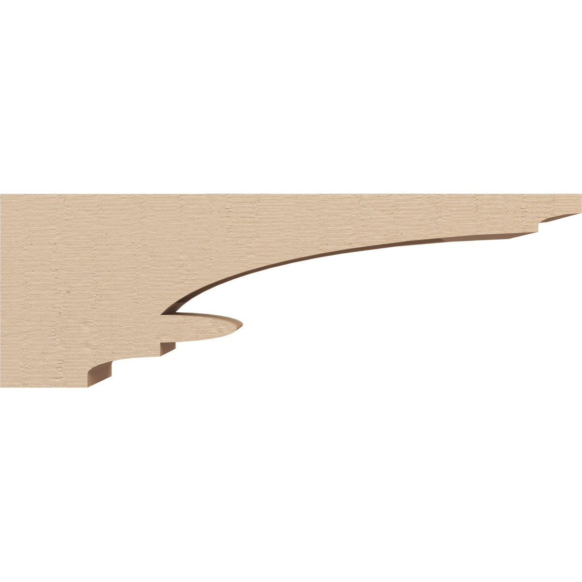 3"W x 18"D x 6"H Thin Diane Rough Cedar Woodgrain TimberThane Corbel, Primed Tan