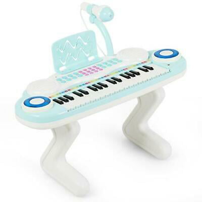 37-Key Toy Keyboard Piano Electronic Musical Instrument with Microphone Blue 