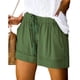 thumbnail image 2 of Pantalones cortos cómodos con cordón y cintura elástica para mujer - Pantalones holgados de color liso con bolsillos - Ropa informal de verano de poliéster, 2 of 8