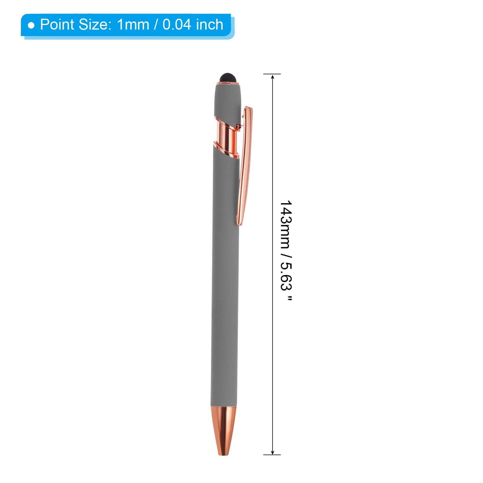 Uxcell Ballpoint Pen with Stylus Tip Metal Pen Black Ink 1.0mm Medium Point Stylus Pen Style 2, Gray 12 Pack