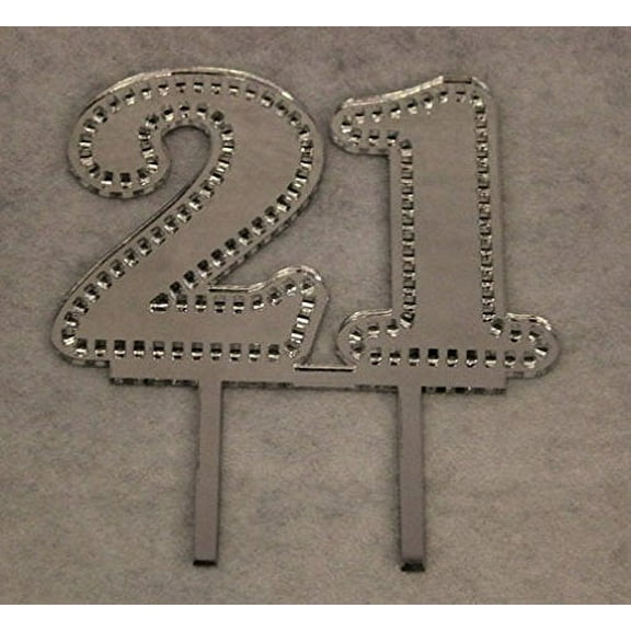 Birthday Cake Toppers - 1/8 Inch Acrylic - Assorted Colors (21, Silver-One Sided)