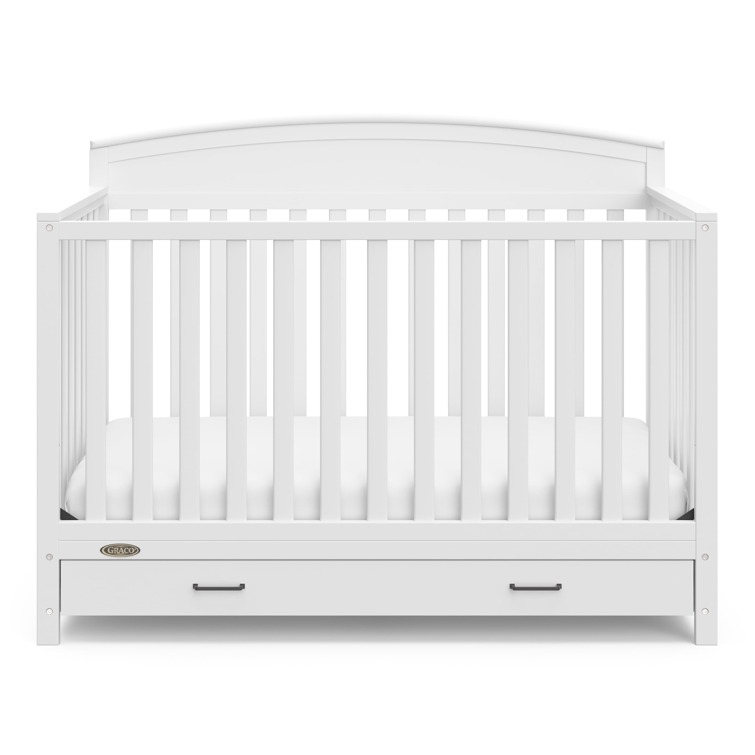 Graco Benton 5-in-1 Convertible Crib with Drawer and Premium Crib & Toddler Mattress Bundle, White