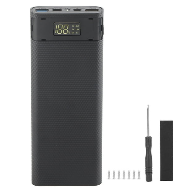 Versión de carga rápida 8x18650 Power Bank Case USB DIY Kit Shell Soporte de batería Caja de cargaNegro