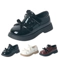 thumbnail image 2 of YunPes Girls Burgundy Shoes Patent Leather Hook and Loop Dress Shoes with Bowknot Kids Chunky Platform Loafers School Uniform Shoes, 2 of 6