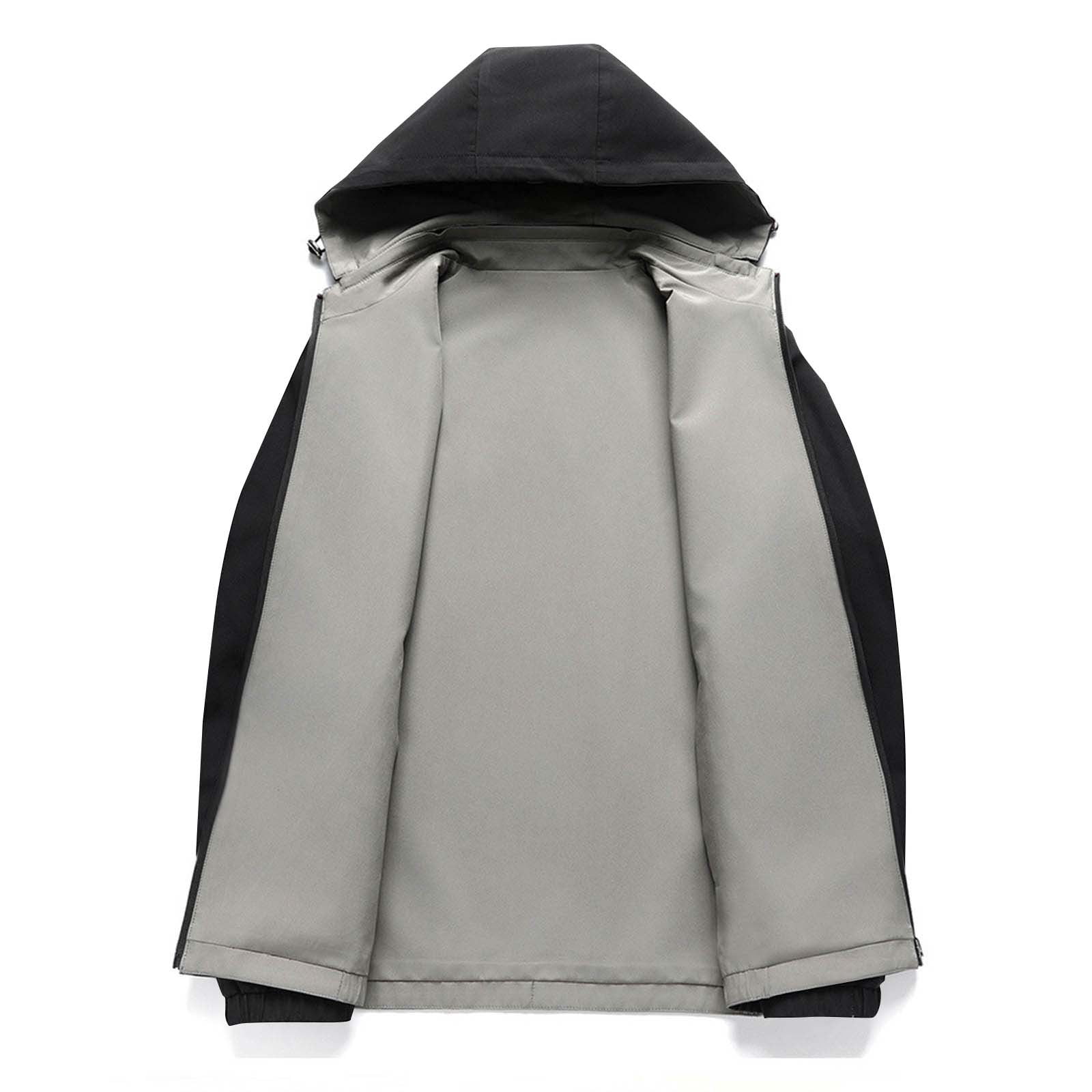 ジャケット・アウター fur docking multi pocket hooded coat Flygo Mens Unisex Fur Collar Hooded Fleece Lined Heavy Winter