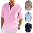 thumbnail image 1 of Camisa de lino de manga larga para hombre, camisa informal de algodón y lino, top S-5xl, 1 of 4