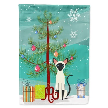 Carolines Treasures BB4429CHF Siamese Cat Merry Christmas Tree Flag Canvas House Size  Large multicolor