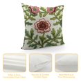thumbnail image 4 of Orinice Flower Embroidered Farmhouse Decorative Throw Pillow Cover Cottage Floral Green Leaves Knit Pattern, 100% Cotton Canvas Cushion Case for Sofa Couch Bedroom Decor(Pink Flowers), 4 of 5