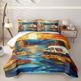 thumbnail image 2 of Catabedysis Stained Glass Camping Quilt King For Girls,Sunset Camper Print King Coverlet Set,Multicolor,3-Piece, 2 of 7