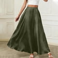 thumbnail image 4 of Rciityk Maxi Skirts for Women Summer Satin High Waist Long Skirt with Pockets Solid Color Flowy A-Line Ankle Length Vacation Beach Skirt, 4 of 4