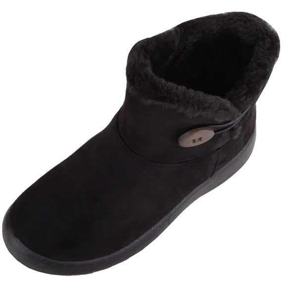 ABSOLUTE FOOTWEAR Womens Lightweight Faux Suede Faux Fleece Slip On Zip Up Ankle Boots - Black - US 5