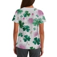 thumbnail image 3 of OIOLOYJM St. Patrick's Day Scrubs Tops for Women 2026 Irish Medical Shamrock Printed Scrubs V-Neck Short Sleeve Shirts Holiday Nurse Uniforms with 2 Pockets White 4XL, 3 of 4