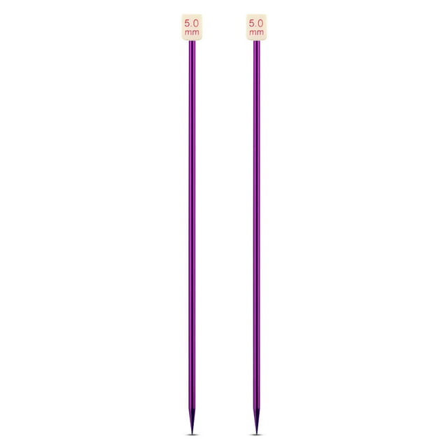 ZheElen Color Random Single Pointed Straight Knitting Needles Sweater Aluminum Weaving Needle Lightweight Needleworking Equipment 5.0mm 1Set