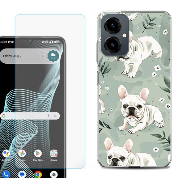 Shockproof Phone Case for Cricket Icon 2026, with Screen Protector, by OneToughShield - French Bulldog