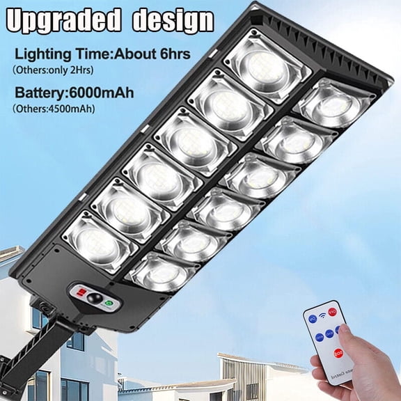 XEENSO Commercial 1000000LM LED Outdoor Dusk to Dawn Solar Street Light Road Area Lamp