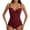 Wine Color, variant on Women Ultra-thin Shapewear Bodysuits Tummy Control Shapewear Seamless Backless V-Neck Tops with Built-in Bra