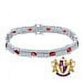 thumbnail image 3 of 14k White Gold Over Real Sterling Silver 10 Cwt. Ruby Red Round /Princess Cut Diamond Unisex Tennis Link Bracelet, 3 of 5