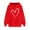 Red B, variant on Zpanxa Women's Heart Print Hooded Sweatshirt Long Sleeve Pullover Drawstring Casual Loose Fit Fleece Lounge Top with Front Pocket