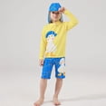 thumbnail image 7 of Gerichy Toddler Baby Boys Swimsuits 3-Piece Bathing Suit Set Long Sleeve Tops + Swim Shorts with Hat 3T 4T 5T 6T Kids Swimwear Beachwear,Yellow, 7 of 7