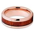 thumbnail image 2 of Silly Kings Jewelry 8mm Rose Gold Tungsten Ring Koa Wood Tungsten Rung Tungsten Wedding Band Beveled Comfort Fit (10), 2 of 3