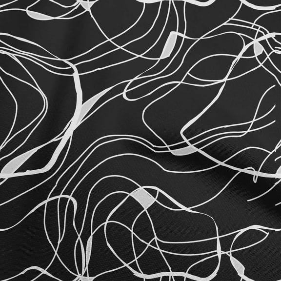 oneOone Polyester Spandex Black Fabric Abstract Irregular Lines Sewing Material Print Fabric By The Yard 56 Inch Wide