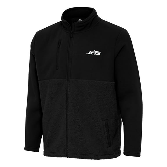 Men's Antigua Black New York Jets Daily Fused Full-Zip Jacket