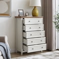 thumbnail image 2 of Leumius 5-Drawers Dresser,Farmhouse Tall Chest of Drawers Closet Organizers and Storage for Living Room,Bedroom,Beige, 2 of 8