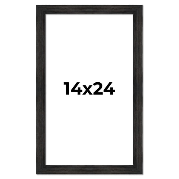 14x24 Black Rustic Wide Barnwood Picture Frame - UV Acrylic, Foam Board Backing, Hanging Hardware
