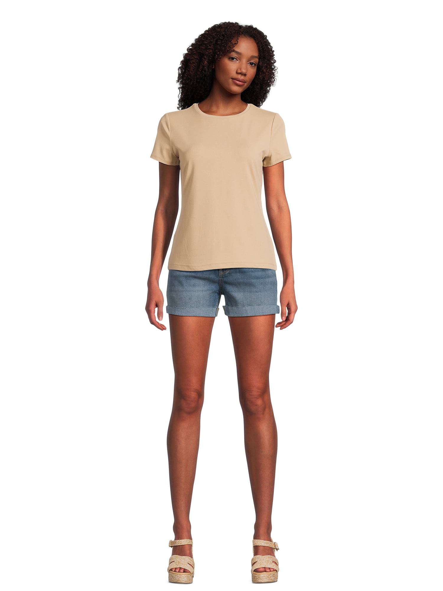 Time and Tru Women's Smoothing Tee with Short Sleeves, 2-Pack, Sizes XS-XXXL
