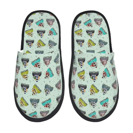 Balery Lighthouse Slient Indoor Furry Fleece Comfort House Shoes Soft Non-Slip Home Shoes Cotton slippers House Slippers-- Medium