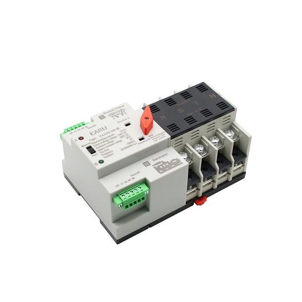 Eigraketly Interruptor de transferencia automática, Selector eléctrico ininterrumpido de doble potencia, Control de conexión de elevador de seguridad DIY Herramientas y ferretería W2R-4P 110V Eigraketly TO010048-05