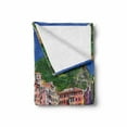 thumbnail image 2 of Vernazza Soft Flannel Fleece Throw Blanket, Panoramic View of Italian Village with Houses and Small Fishing Boats Print, Cozy Plush for Indoor and Outdoor Use, 60" x 80", Multicolor, by Ambesonne, 2 of 6