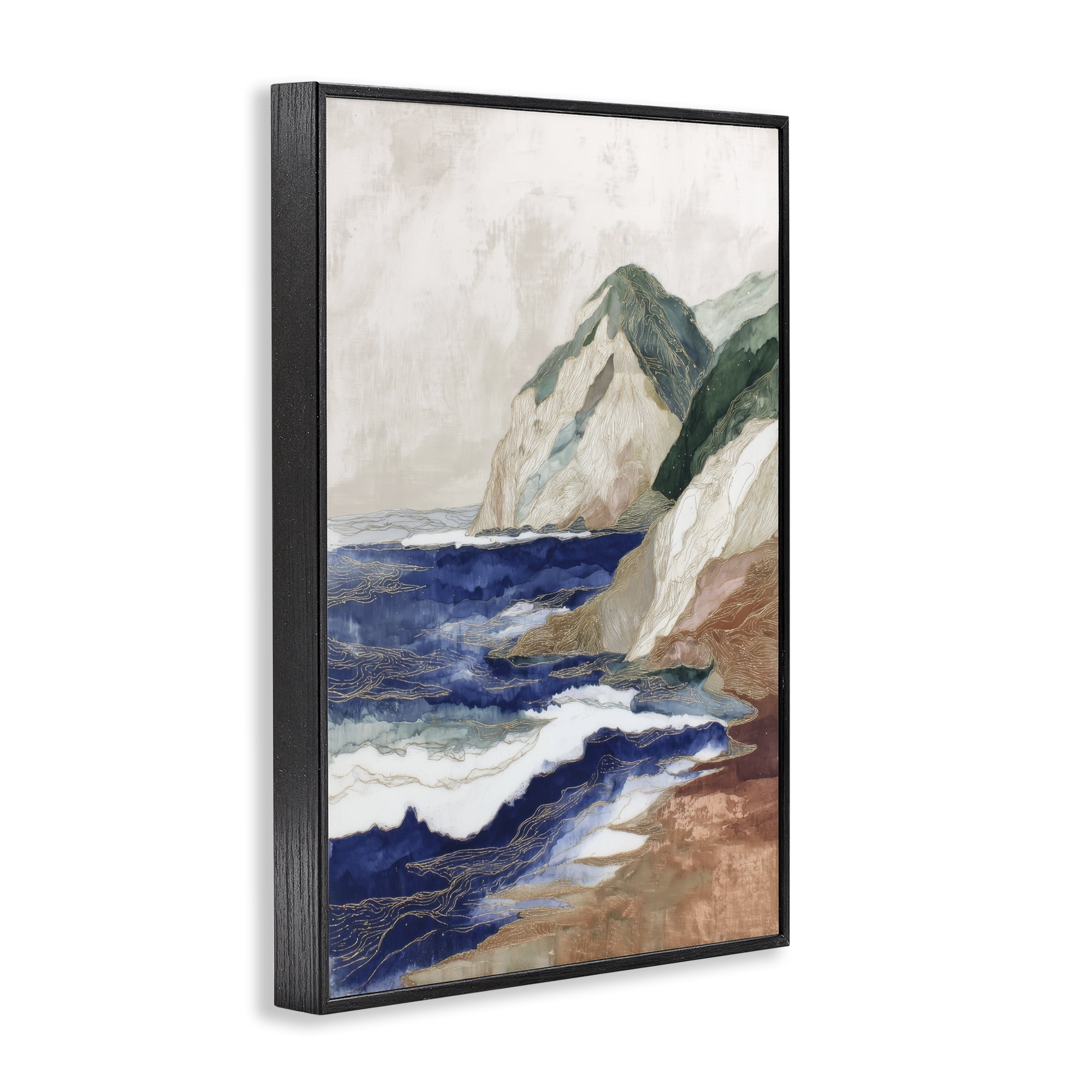 Stupell Industries Cliff Next To The Sea Black Framed Giclee Art, design by Chromatic Storm Studio